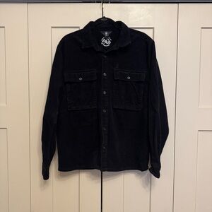 Volcom Men’s Black Corduroy Shacket L – Button Up Overshirt Jacket